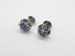 Antique 1920s $4000 1.50ct Ceylon Blue Sapphire Platinum Screwback Earrings