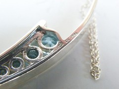 Vintage Sterling Silver 925 Natural Heated Blue Topaz Channel Set Necklace 18″