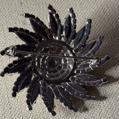 Vintage 1950s Starburst Clear Rhinestone Brooch Pin Silver Tone