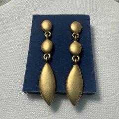 VTG Erwin Pearl Matte Gold Dangle Pierced Earrings Signed – Nice