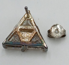 VTG 925 CL Triangle CZ Stud Earrings 0.5in Sterling Silver 5gtw Cluster Estate