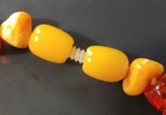 Vintage Baltic Butterscotch Egg Yolk and Cognac Amber Tear Drop Necklace 16.5″