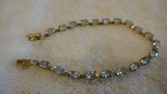 NICE Vintage Antique Estate Jewelry 10k Gold Aquamarine Gemstone Tennis Bracelet