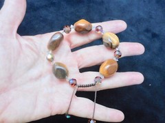 Vintage TIGER EYE Natural Stone w/Lovely Faceted Bead Bracelet