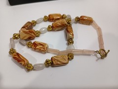 OOAK Rose Quartz Natural Stone Artisan 18″ Mix Necklace Semiprecious Harvest