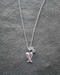 Small Angel Wings & Tiny Crystal Pendats on Vtg Sterling Silver 16.5″ Chain 2.0g