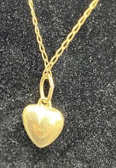 Vintage Marathon 14K Solid Gold Puffy Heart 12K GF Crown Chain Necklace Set
