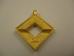 Vintage Crown Triafri Pendant Diamond Square Shape Silver Gold Two Tone