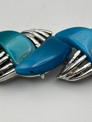 Vintage Coro Bracelet Blue Teal Green Thermoset Chevron Link Mid Century MCM