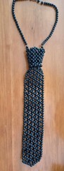 Vintage Necklace Beaded Black Tie