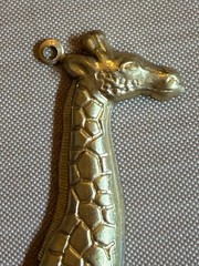 Vintage Brass Giraffe Charms 80mm Safari Animal Jewelry Findings Lot of 2 NOS
