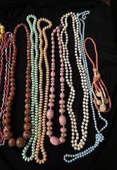 Vintage Beaded Necklace Lot (16) Neon Colors Glass Plastic Various Sizes Spacers