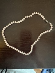 Vintage Franklin Mint Pink Pearl Single Strand Knotted Necklace Never Worn