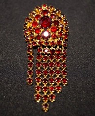 Vintage Bronze Soviet Brooch with garnet color stones pin Made in ussr