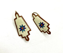 Vintage Sterling Silver with Gold-Plate Enamel Earrings