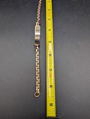 VTG Gold Tone ID Chain Bracelet, Blank Panel, 8.5″ Unmarked