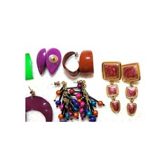 Vintage 1980s 1990s Earrings Lot Bold Bright Colorful Mod Pop Art Geometric