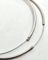 Extra large thin vintage sterling silver 1 and 7/8ths” inch threaded hoop earrin