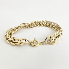 Vintage 1950’s Wide Woven Wheat Chain Bracelet 14K Yellow Gold, 8 Inch, 12.27 Gr