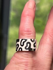Designer white enamel band ring size 6 3/4 925 Sterling silver wide & chunky