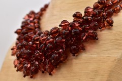 Yosca Vintage Amber Lucite Bead Cluster Statement Necklace Bib Signed 80s Bin3B