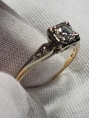 1920s Art deco Natural Diamond Ring 14k? 2.5g