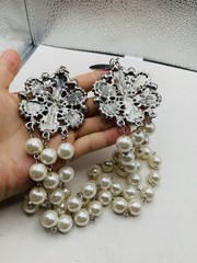 Dazzling AB Rhinestone Vintage Hollywood Glamorous Layered Faux Pearl Necklace