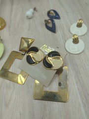 Vtg 80’s-90’s Big Enamel Earrings Geometric Retro Lot