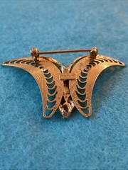 925 Sterling Silver Vintage Signed BEAU Filigree Floral BUTTERFLY Pin Brooch