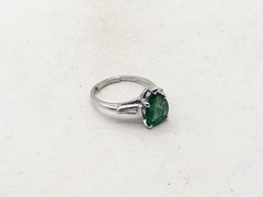 Vintage $8000 4.50ct AAA+++ Natural Pear Cut Emerald VS G Diamond Platinum Ring