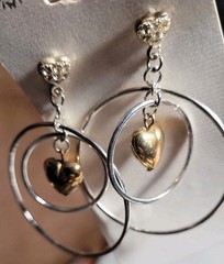 6 Pairs NEW VINTAGE DANGLE HOOPS EARRINGS PIERCED DROP BIG CLASSIC • OLD STOCK