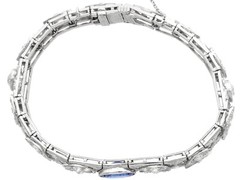 Art Deco 2.90Ct Basaltic Sapphire and 5.40Ct Diamond Platinum Bracelet