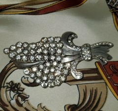 1930s Art Deco MASSIVE hand set Rhinestone Pot Metal Foliage Brooch *unique