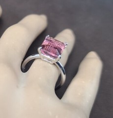 Vintage 14k white gold engagement ring 5.27ct. Natural Pink Tourmaline