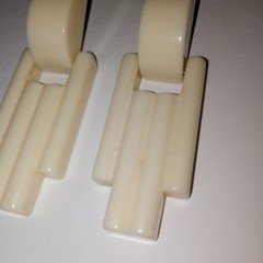 Vtg Art Deco Pierced Earrings Off White Acrylic Plastic