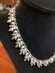 Lisner Vintage Necklace Signed Choker Leaf Silver Tone Adjustable Jewelry