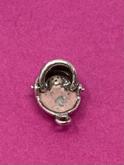 Sterling Silver Vintage Baby Moses Basket Pink Girl Movable Charm Pendant 2.4g