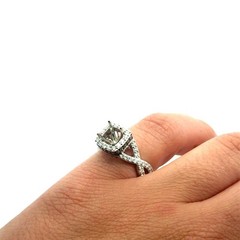 Le Vian 14k engagement ring 0.68ct mounting halo with brown diamond size 3.5