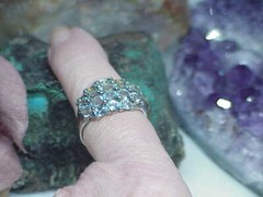 QVC 18k Gold Clad Sterling Dome 16 Aqua Ring DBJ 4.00ct Size 9.5 Vintg 5.5Gr
