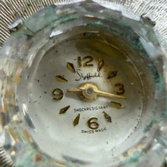 Vintage Sheffield Pendant Watch Necklace Silver Tone Faceted Crystal Face READ