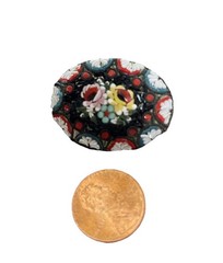 Vintage Micro Mosaic Brooch Floral Blue Red Black White Yellow Pink Green Italy