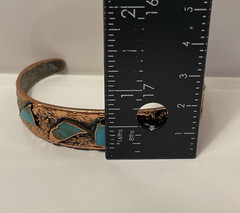 Vtg Bell Trading Post Solid Copper & Turquoise Corinthian Cuff Bracelet Made USA