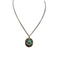 Necklace Cameo Pendant Victorian Art Deco Silver Tone 16 inches