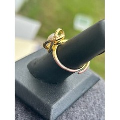 18K Gold Plated CZ Faux Pearl Minimalist Dainty Ring Adjustable Stackable