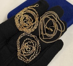 3x 18.5” Vintage GOLD FILLED Mix Size Rolo Cuban Rope Link Gf Rope Necklace L6