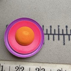 Vintage 80s Neon Color Block Disc Clip On Earrings Purple Pink Orange Statement