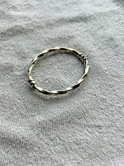 925 EURS Sterling Silver Rhodium Plated Twisted Cable Bangle Bracelet 10g