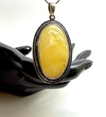 Silver landscape Whole Stone natural Amber Pendant 9.8g