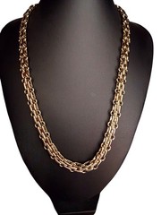 Vintage Rolo Link Chain Necklace Floral Embossed Gold Plate C Ring Clasp B5