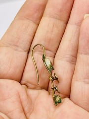Vintage Thousand Flowers Sterling Silver Earrings Ivy Leafs Enamel Details